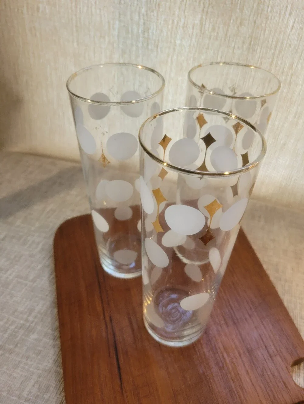 Libby Highball Collins White Dot Gold-Trim Glass Retro - Home Accents